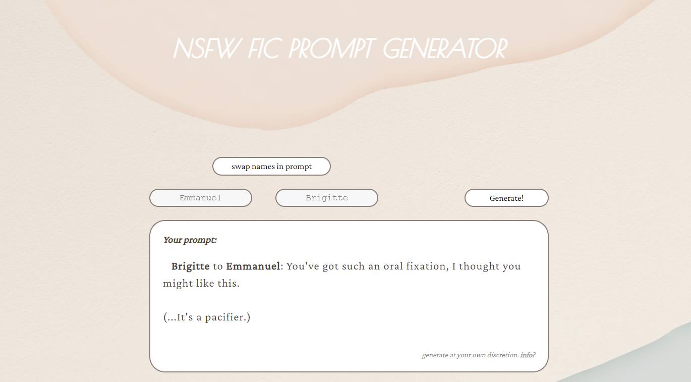 NSFW-FIC prompt generateur gratuit interface