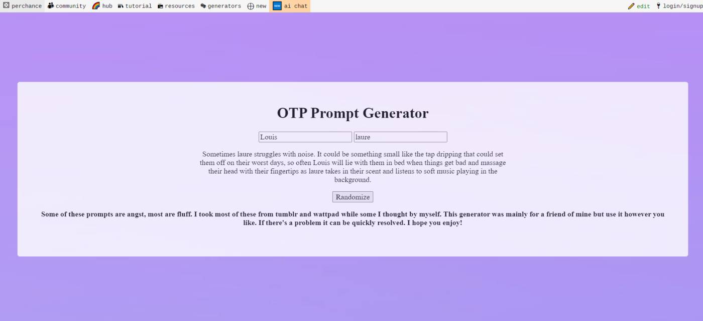 perchance otp prompts interface